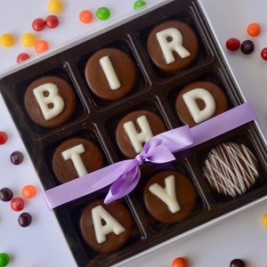 BIRTHDAY Chocolate Covered Cookies (9), Best Friend Gift, Personalized Gift, Birthday Gift, Gift Box, Birthday Chocolate