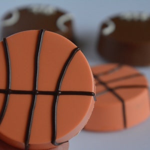 Chocolate Covered Football 12, Basketball or Baseball Cookies, Sports Chocolate Cookie, Chocolate Covered Cookie, Chocolate Sports Favors image 4