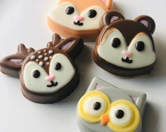Woodland Animals Chocolate Covered Cookies, woodland Animals baby shower, woodland animals party favors, woodland animals baby