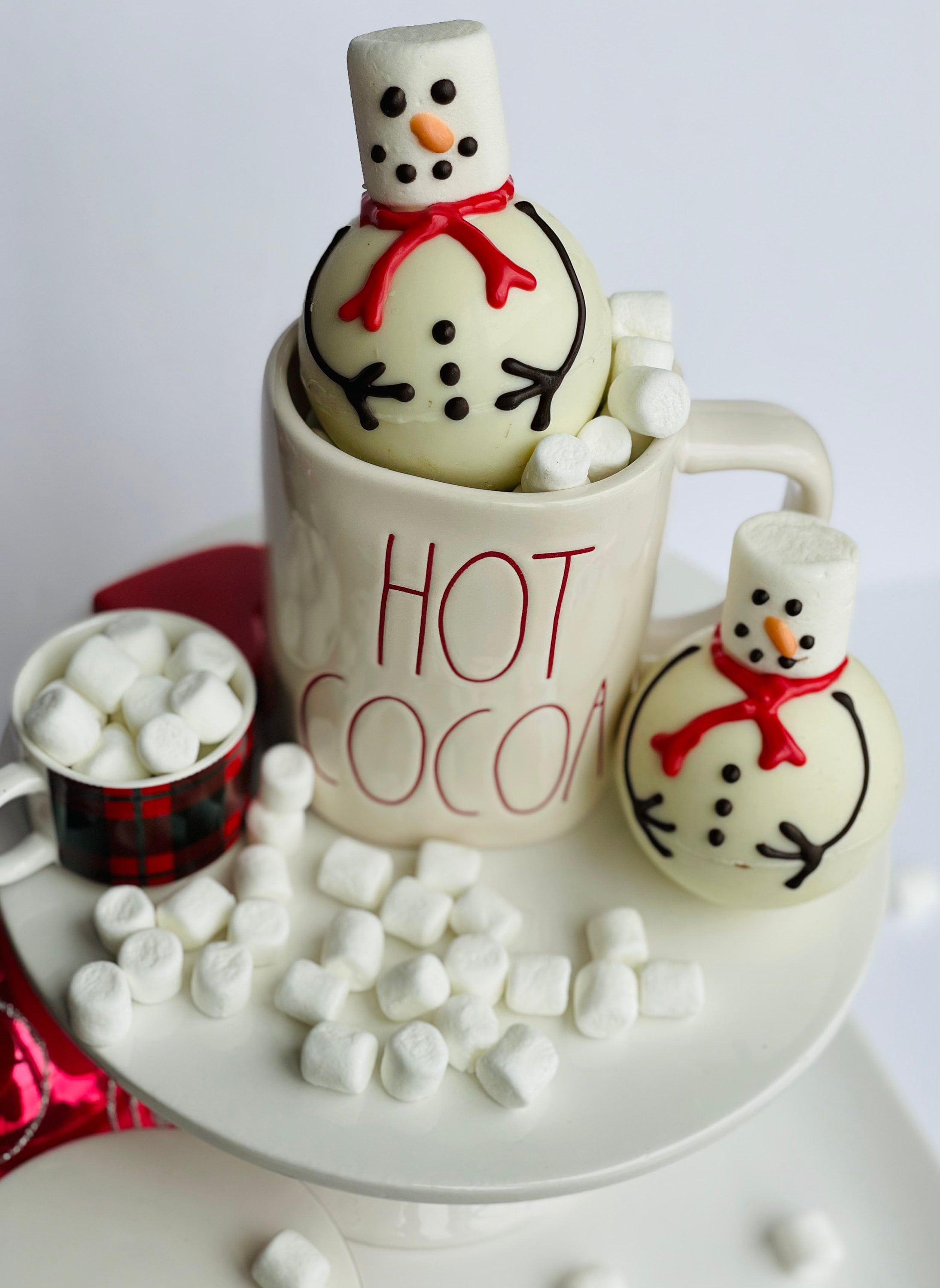 Hot Cocoa Snowman Toppers White Chocolate Mini Marshmallow Melting Snowmen  Melting Bomb, Pack of 2