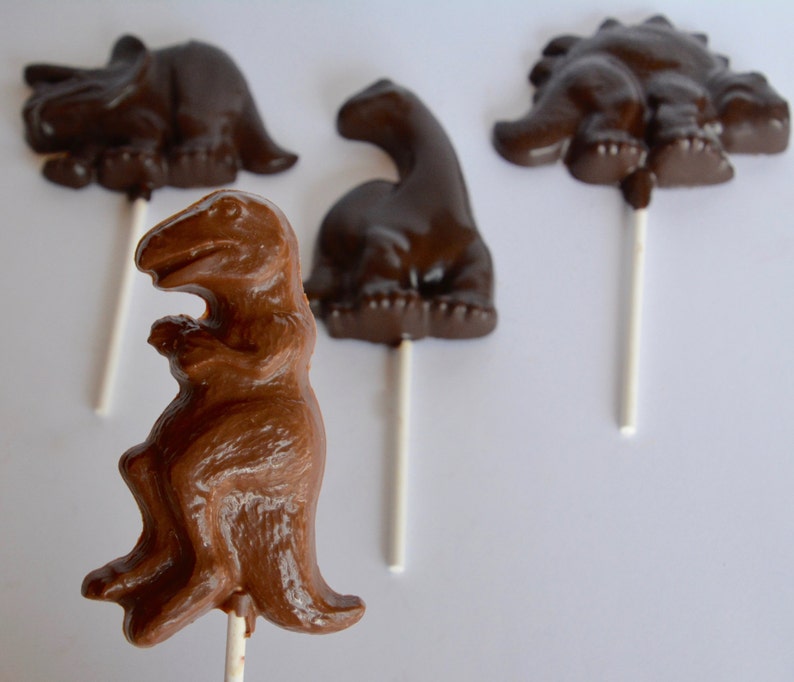 Chocolate Dinosaur Lollipops 12, Chocolate Dinosaur, Chocolate Dinosaur Favors, Dinosaur Party Chocolates, Dinosaur Chocolate Candy, Candy image 2