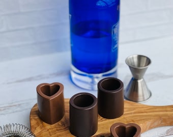Set of 4 Chocolate Shot Glasses, Stock the Bar Engagement Party, Wedding Favor, Groomsmen, Engagement Gift, bachelorette party, Wedding Gift