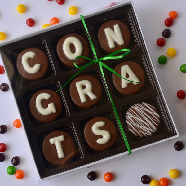 CONGRATS Chocolate Covered Oreo Cookies (9), Best Friend Gift, Personalized Gift, Congratulations Gift, Gift Box, Graduate, Graduation Gift