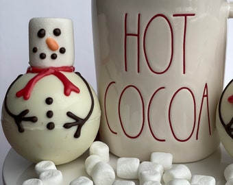 Set of  SNOWMEN Large Hot Chocolate Bombs, Chocolate Bombs, Cocoa Bombs with Marshmallows, Hot Cocoa bombs for Kids, Hot Chocolate Bomb