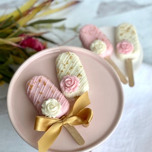 Baby Shower Favor Cakesicles, First Birthday, Elegant Wedding, Engagement, First Birthday, sweets table, Mothers Day, Blush Pink, Pink Gold