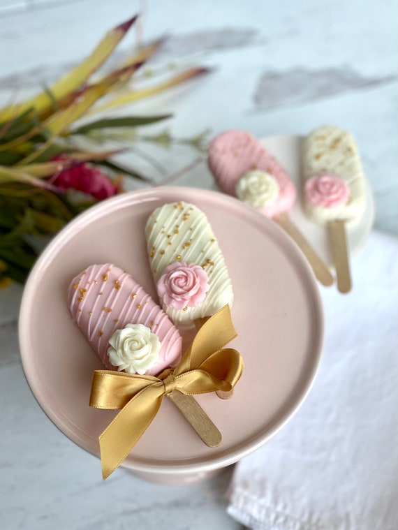 Baby Shower Favor Cakesicles, First Birthday, Elegant Wedding, Engagement, First Birthday, sweets table, Mothers Day, Blush Pink, Pink Gold Il_570xn