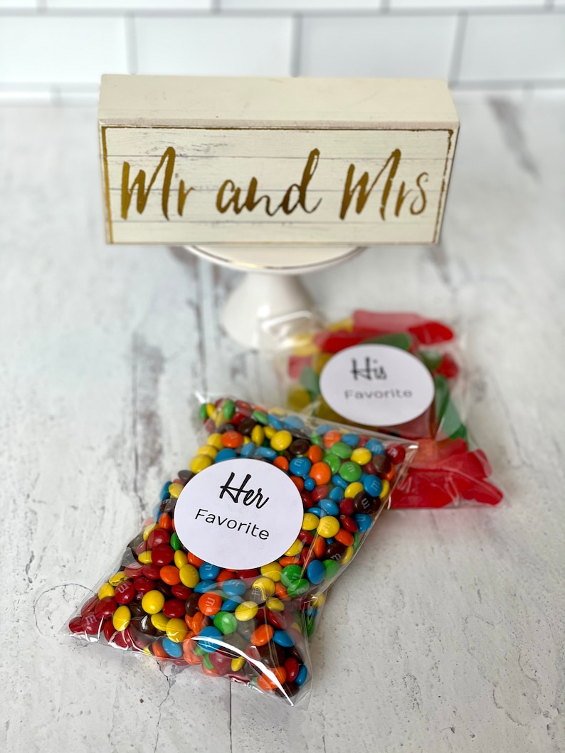 His and Her Favorite Wedding Favor Bags, Hotel Welcome Bags, Wedding Welcome Bags, 10 HIS Favorite and 10 HER Favorite Stickers image 8