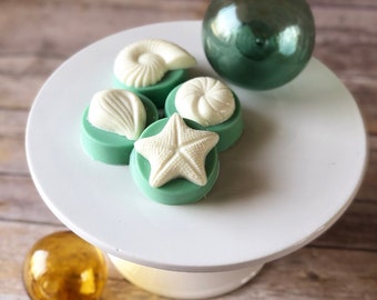 6 SEASHELL Chocolate Covered Cookies Favors Beach Theme Wedding Bridal Shower Birthday Mermaid Party Under the Sea Luau Shells favors