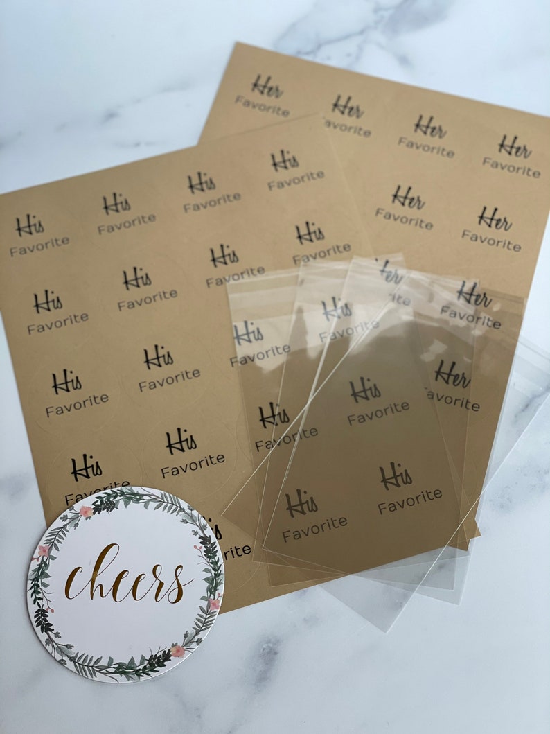 His and Her Favorite Wedding Favor Bags, Hotel Welcome Bags, Wedding Welcome Bags, 10 HIS Favorite and 10 HER Favorite Stickers image 2