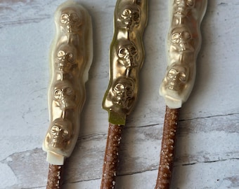 Pretzels de calavera cubiertos de chocolate (juego de 12)