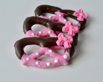 Chocolate, Chocolate Covered Pretzels (12), Chocolate Dipped Pretzels, Chocolate pretzels, Baby Shower, First Birthday, Candy, Chocolate