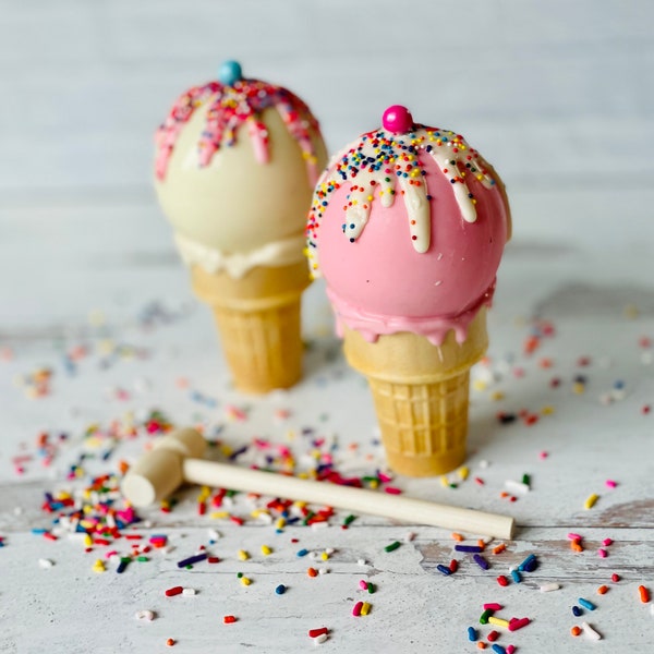 Set of 2 Chocolate Breakable Ice Cream Cones, Ice Cream Party, Ice Cream Cone, Here's the Scoop, Ice Cream Birthday, Gender Reveal