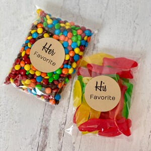 His and Her Favorite Wedding Favor Bags, Hotel Welcome Bags, Wedding Welcome Bags, 10 HIS Favorite and 10 HER Favorite Stickers image 4