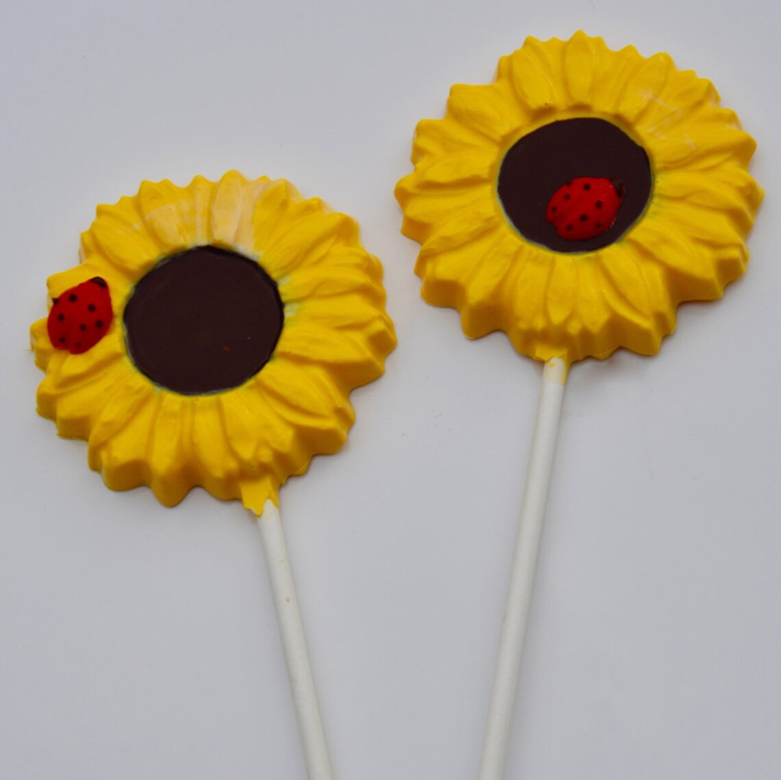 Chocolate Sunflower Lollipops 12 Sunflower Chocolates Baby Etsy