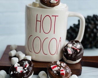 Hot Cocoa Topper, Hot Chocolate, Stocking Stuffer, Hot Cocoa, Hot Cocoa Gift, Peppermint Marshmallows, Peppermint Chocolate, Set of 4