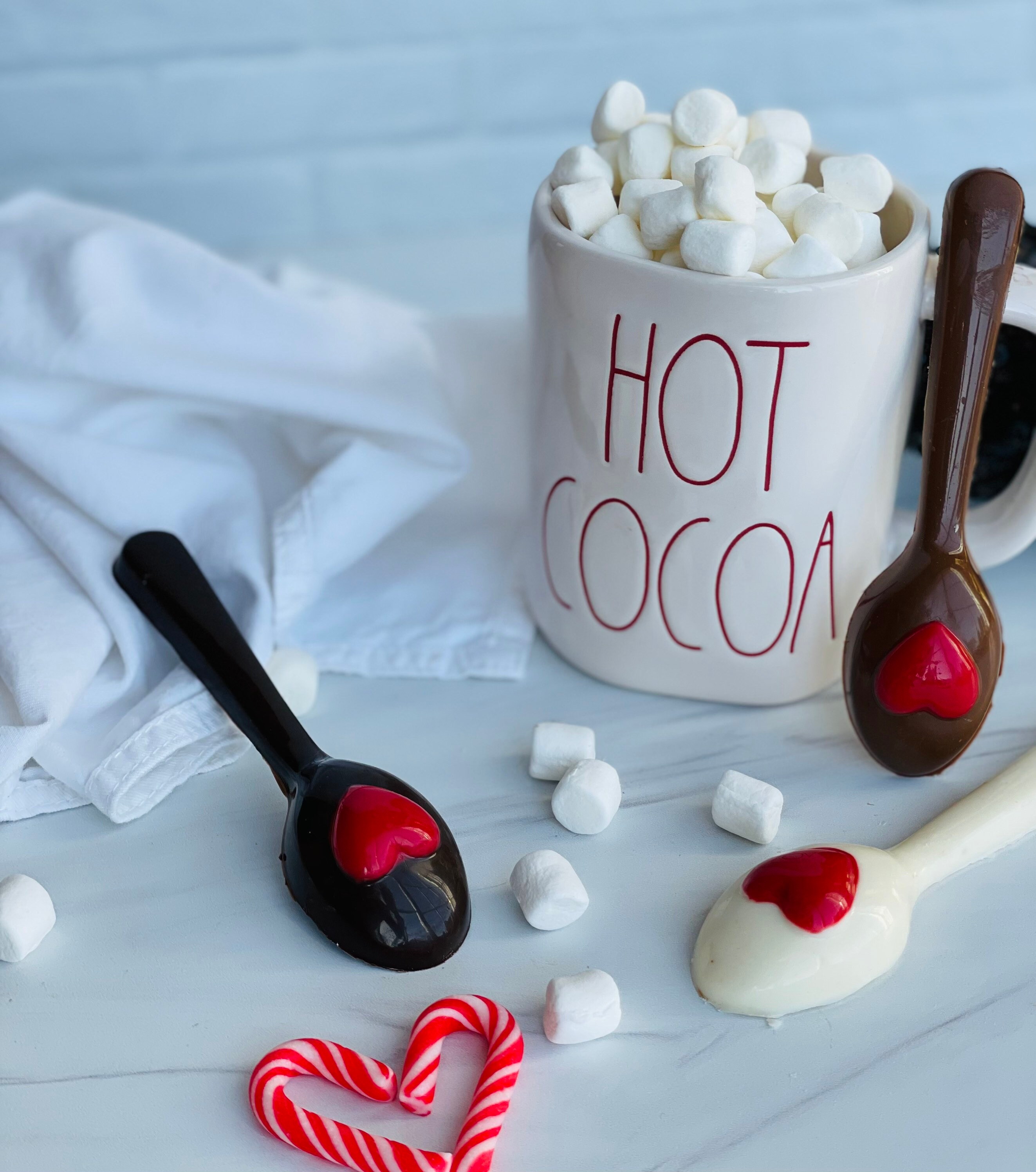 Christmas Hot Chocolate Stirrers with Marshmallow, Total 12, Milk, Dark and  White Chocolate Spoons, Individually Wrapped and Updated Version Made with