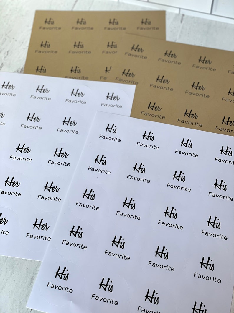 His and Her Favorite Wedding Favor Bags, Hotel Welcome Bags, Wedding Welcome Bags, 10 HIS Favorite and 10 HER Favorite Stickers image 3