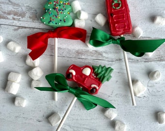 Red Truck Cake Pop Gift, Christmas cake pops, Holiday Treats, Holiday Gift, Red Truck Gift, Red Truck Christmas, Christmas treats