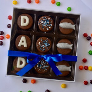 Father Day Chocolate Covered Oreo Cookies (9), Fishing Gift, Dad Fishing, Personalized Gift, Father&#39;s Gift, Gift Box, Father&#39;s Day Chocolate