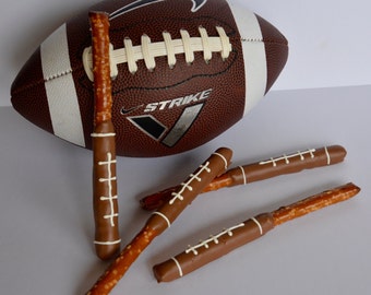Chocolate Covered Football Pretzel (12), Chocolate Dipped Pretzel, Chocolate Football, Chocolate Football Favors, Super Bowl Chocolates
