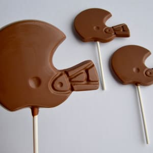 Chocolate Football Helmet Lollipops (12), Chocolate Football Lollipops, Super Bowl Party Chocolate Favors, Chocolate Football Team Favors,