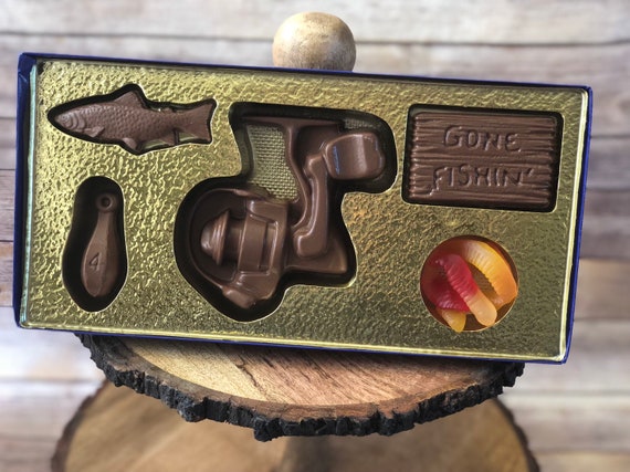 Chocolate Fishing, Chocolate Father's Day, Chocolate Husband, Chocolate Dad, Chocolate Fisherman, Gone Fishing Chocolates, Chocolate Candy Il_570xn