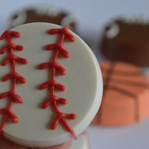 Chocolate Covered Football 12, Basketball or Baseball Cookies, Sports Chocolate Cookie, Chocolate Covered Cookie, Chocolate Sports Favors image 3