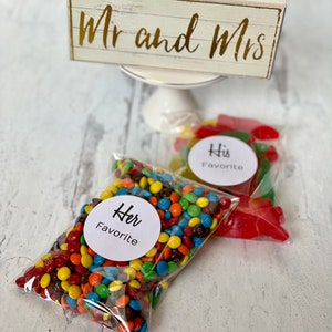 His and Her Favorite Wedding Favor Bags, Hotel Welcome Bags, Wedding Welcome Bags, 10 HIS Favorite and 10 HER Favorite Stickers image 6