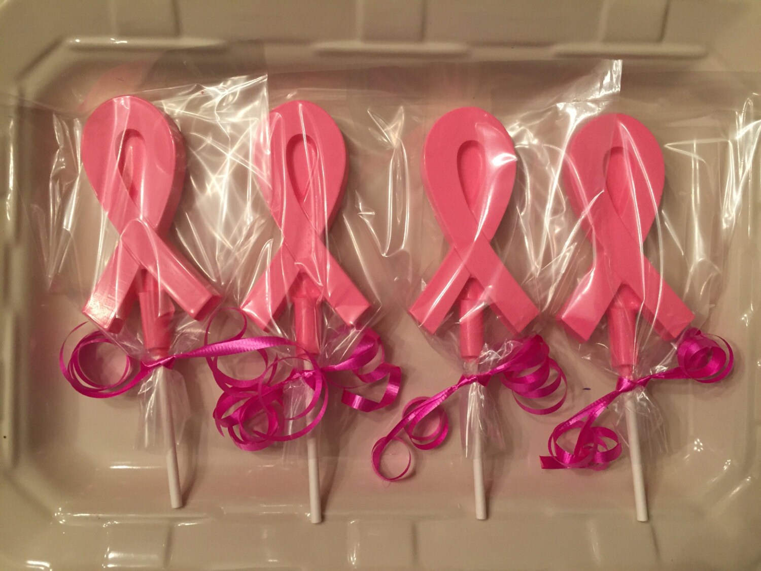 Chocolate Breast Cancer Lollipops 12 Breast Cancer Etsy