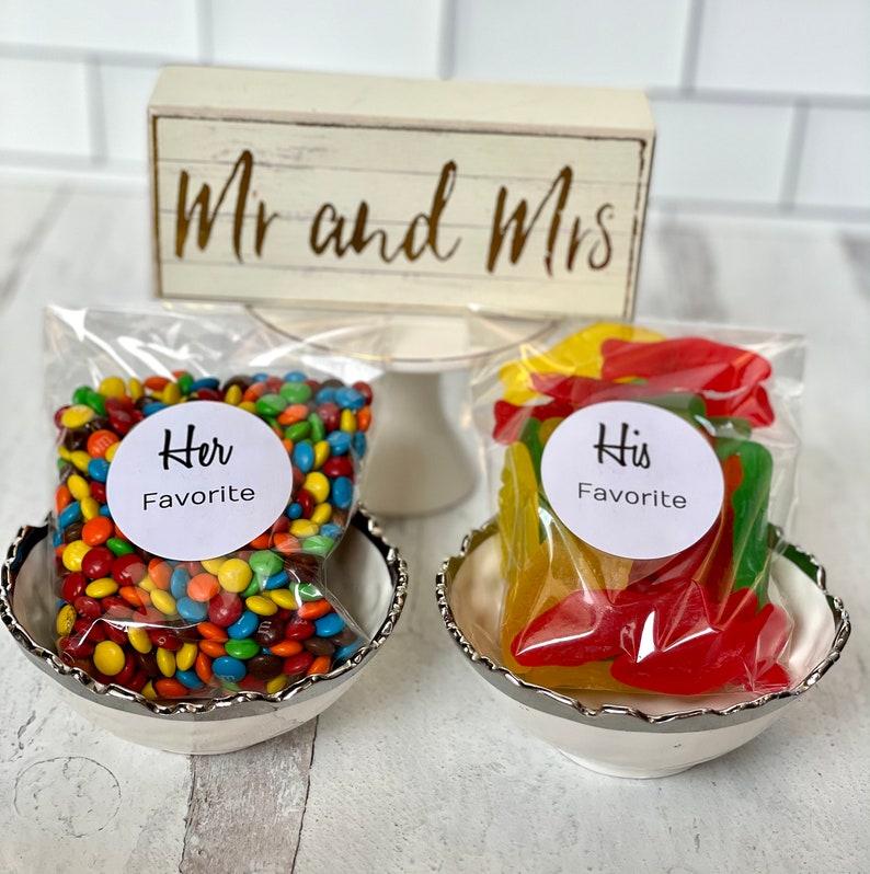 His and Her Favorite Wedding Favor Bags, Hotel Welcome Bags, Wedding Welcome Bags, 10 HIS Favorite and 10 HER Favorite Stickers image 5