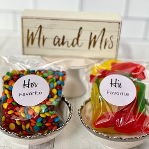 His and Her Favorite Wedding Favor Bags, Hotel Welcome Bags, Wedding Welcome Bags, 10 HIS Favorite and 10 HER Favorite Stickers image 7