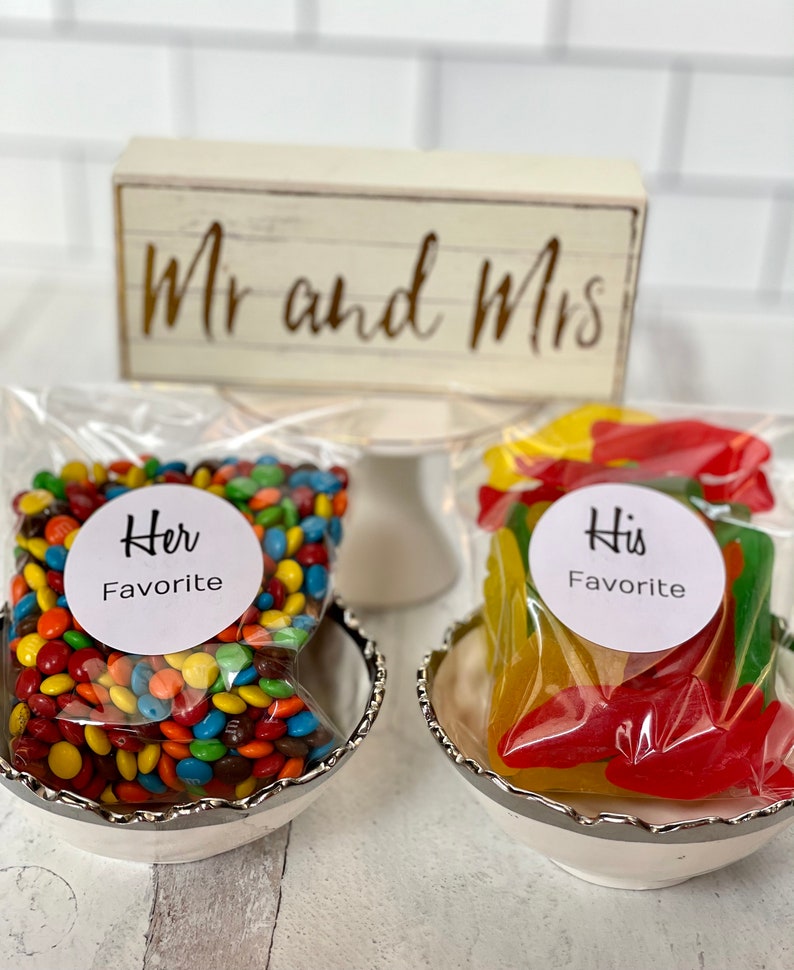 His and Her Favorite Wedding Favor Bags, Hotel Welcome Bags, Wedding Welcome Bags, 10 HIS Favorite and 10 HER Favorite Stickers image 7