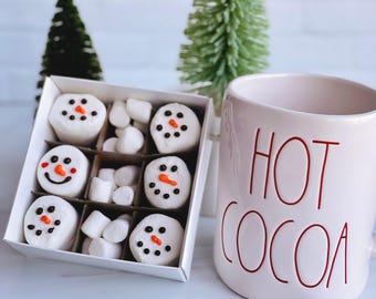 Hot Cocoa SnowmanTopper, Hot Chocolate, Stocking Stuffer, Hot Cocoa, Hot Cocoa Gift, Snowman Marshmallows, Teacher Gift, Set of 6