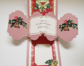 Christmas pop up card, Christmas swivel and pop card, seasonal 3D dimensional card, holiday card, handmade christmas card