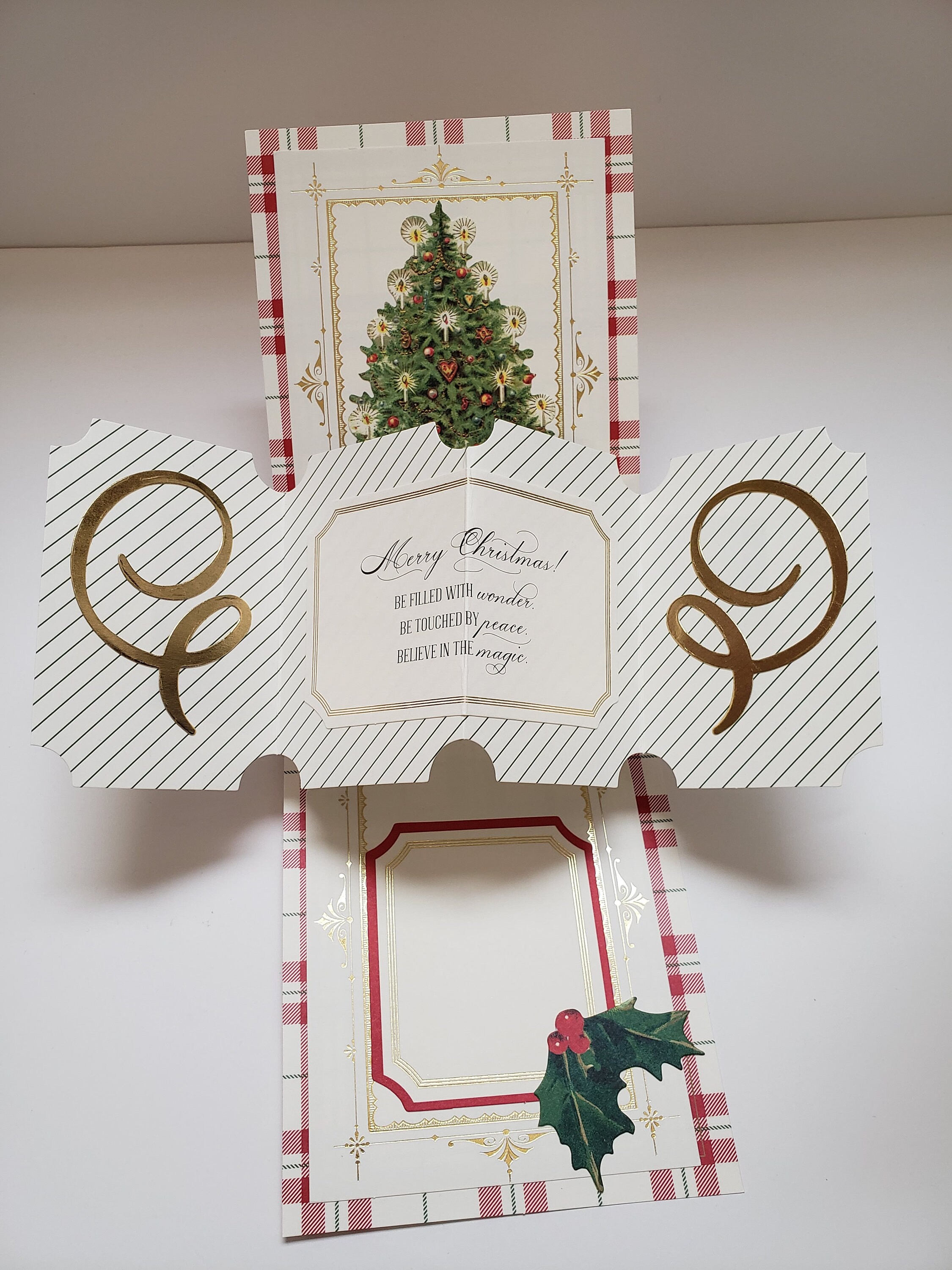 Christmas pop up card, Christmas swivel and pop card, seasonal 3D dimensional card, holiday card, handmade christmas card