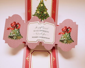 Christmas pop up card, Christmas swivel and pop card, seasonal 3D dimensional card, holiday card, handmade christmas card