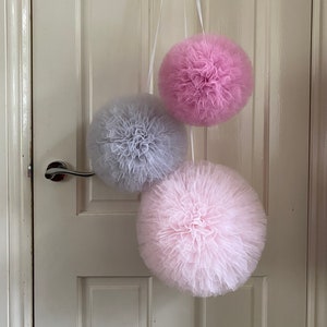 Large Pom Poms, Pink Nursery Decor, Little Girls Room, Pink Nursery Wall Hangings, Girls Bedroom Decor, Pink Baby Room