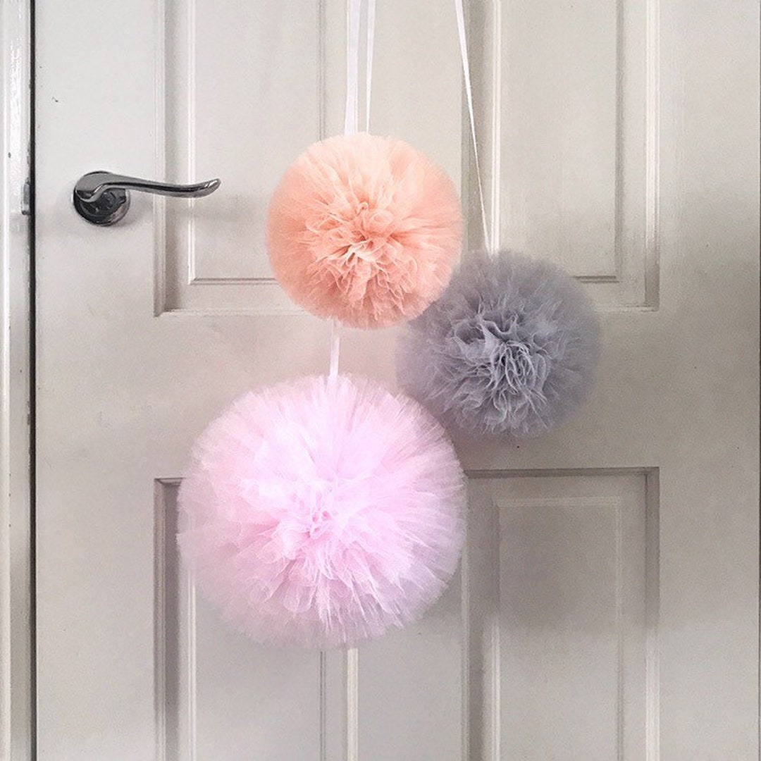 Blush Pink Pom Poms Large Pom Pom Decor Pink Little Girls Etsy