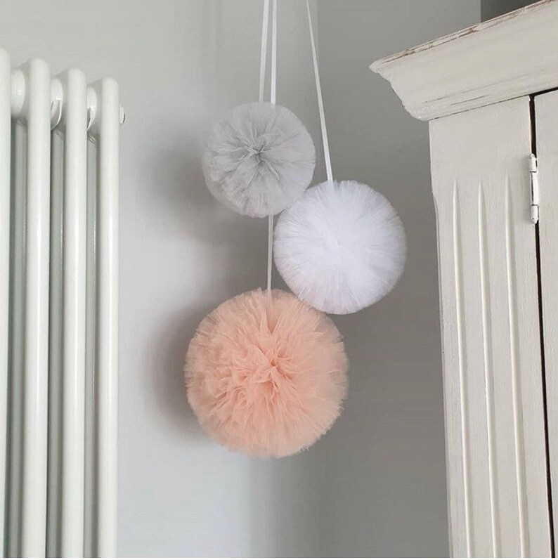 Nursery Pom Poms Hanging Pom Poms Nursery Decor Nursery Etsy UK
