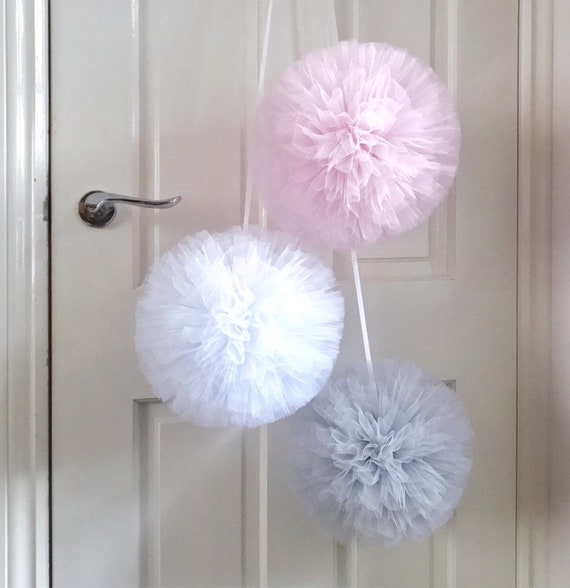 Pink Nursery Pom Poms Decor Hanging Pom Poms Pink Nursery Etsy