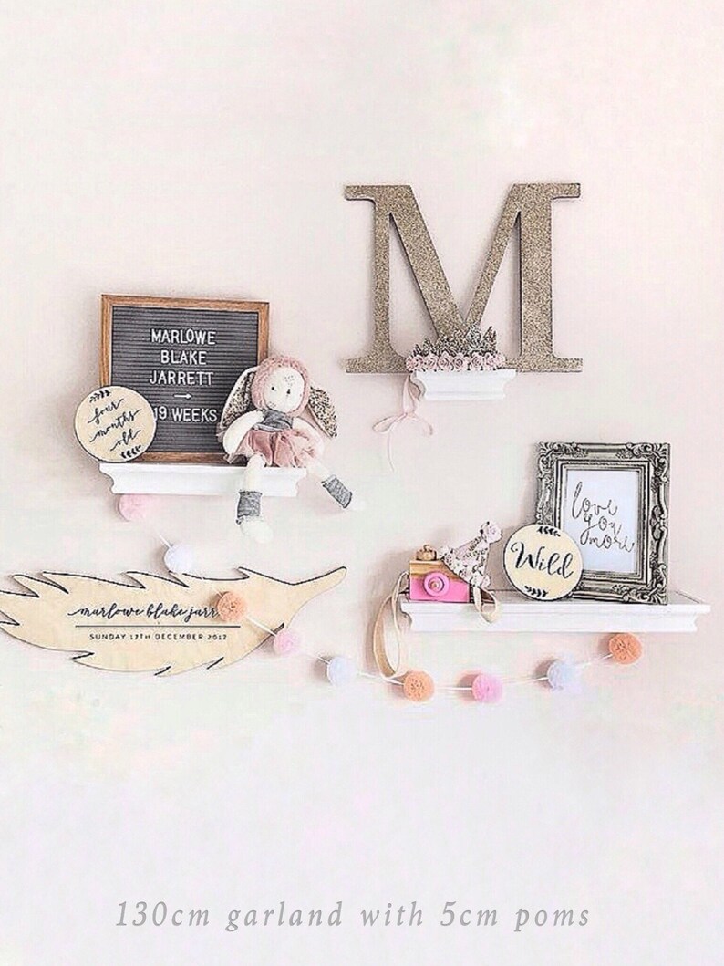 Pom Pom Garland Peach Blush Pink Nursery Garland Baby Room Etsy