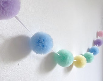 Easter Garland, Rainbow Garland, Mint and Lilac Baby Room Garland, Pastel Easter Decor, Girls Pastel Bedroom