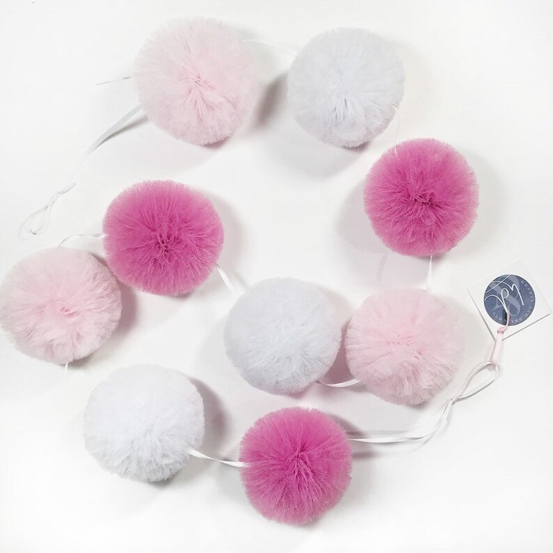Pink Hanging Pom Poms Pink Nursery Decor Pom Pom Decor Etsy
