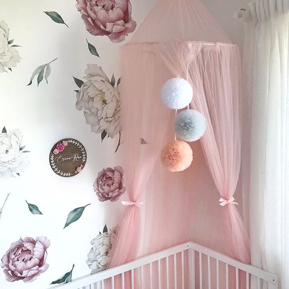 Large Pom Poms Blush Nursery Decor Pom Poms Decor Nursery Wall Hangings Little Girls Blush Peach Bedroom Deco