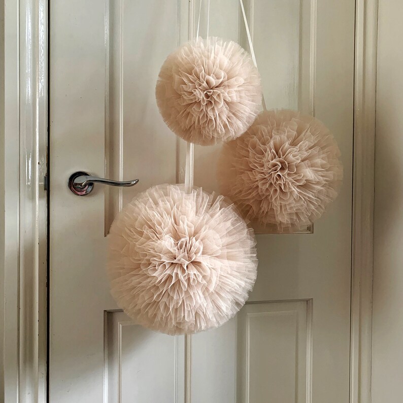 Large Beige Pom Poms Neutral Nursery Decor Pom Poms Decor Etsy