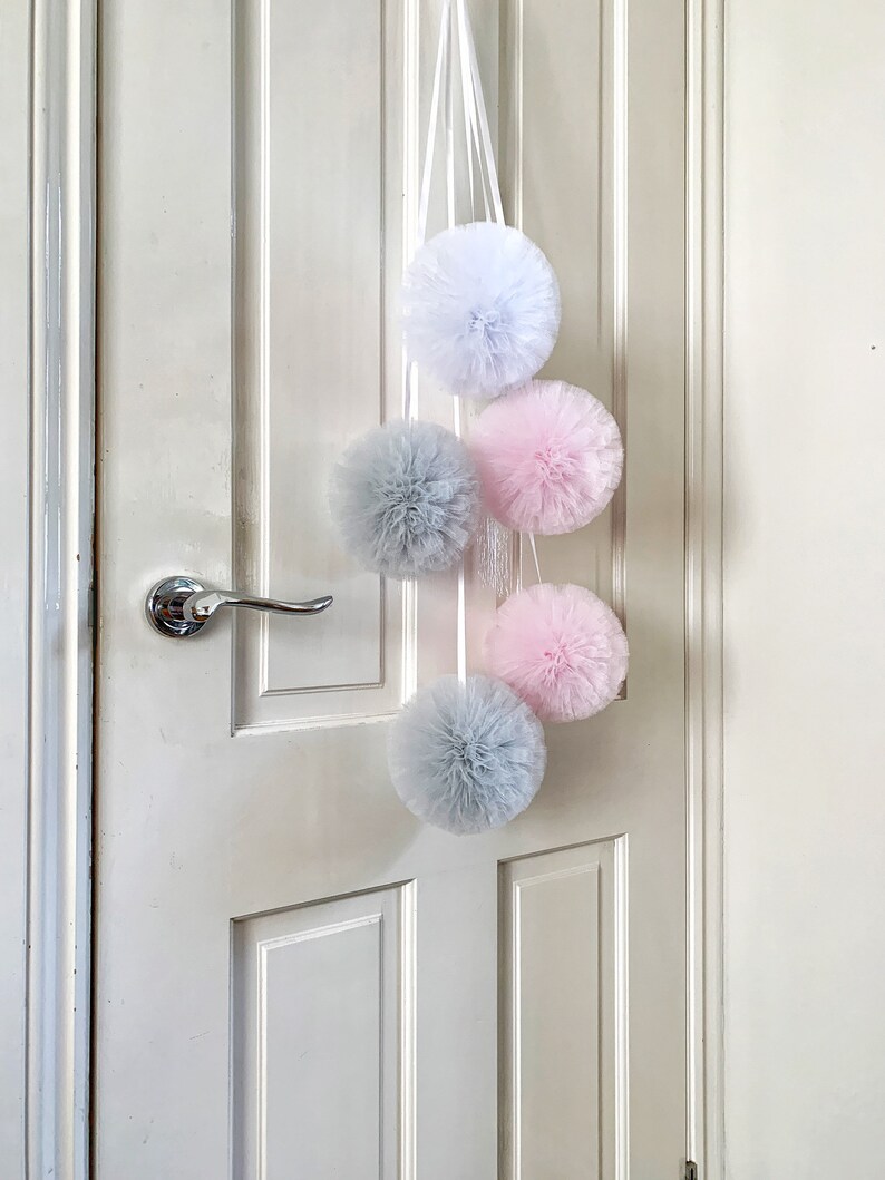 Pink Pom Pom Decor Hanging Pom Poms Pink Nursery Decor Etsy UK