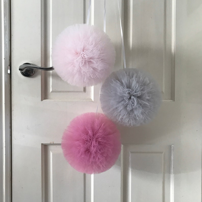 Large Pom Poms Pink Nursery Decor Little Girls Room Pink Etsy UK