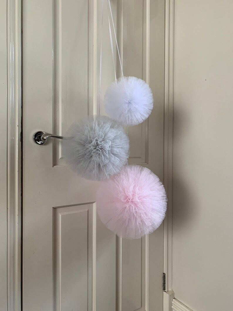 Pink Pom Pom Decor Hanging Pom Poms Pink Nursery Decor Etsy UK