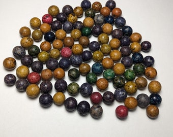 100 Antique Clay Marbles, Civil War Era, Various Shapes and Sizes
