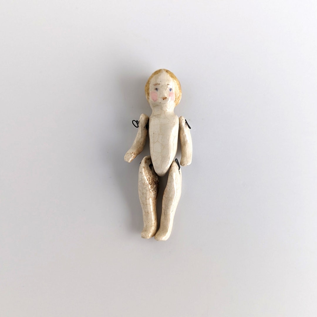 Antique Miniature JOINTED Porcelain DOLL Blonde Etsy